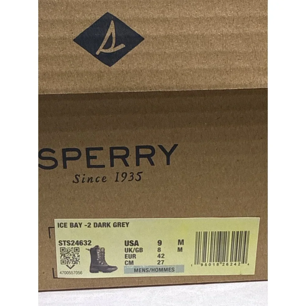 Sperry Mens Ice‎ Baby 2 Grey Insulated WP Winter Duck Boot Size 9 M